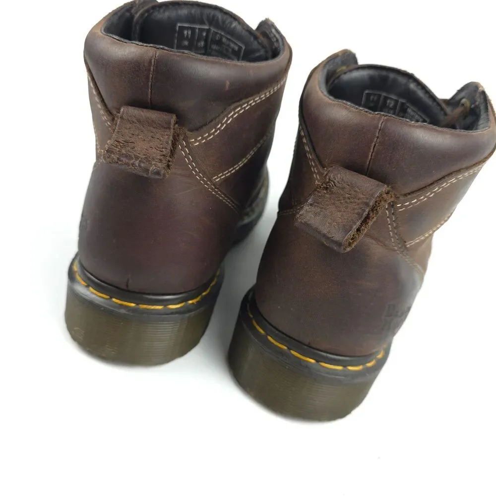 DR MARTENS Vintage 12119 Ankle Work Boot Brown Leather 90s Y2k Streetwear Grunge